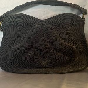 Vintage 1940’s corded black handbag